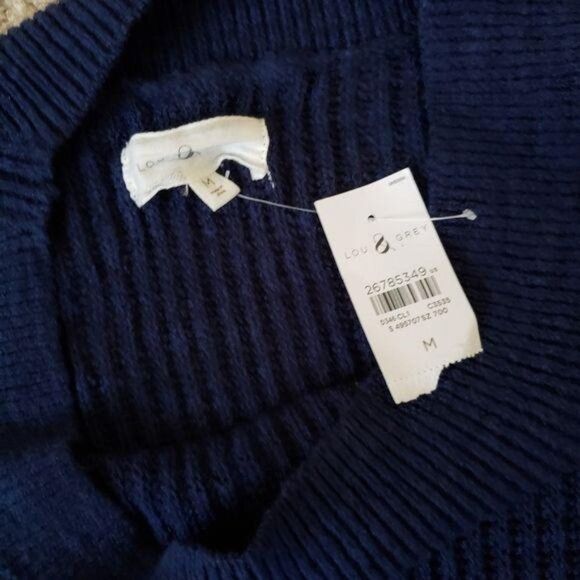 NWT Lou & Grey Ribtrim Tunic Sweater Blue Medium - Picture 3 of 5
